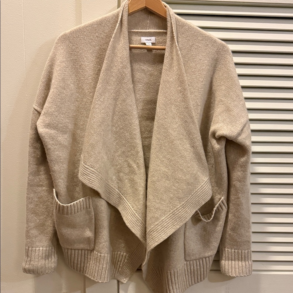 Vince/ Cream Open Front Cardigan, Wool, Cashmere